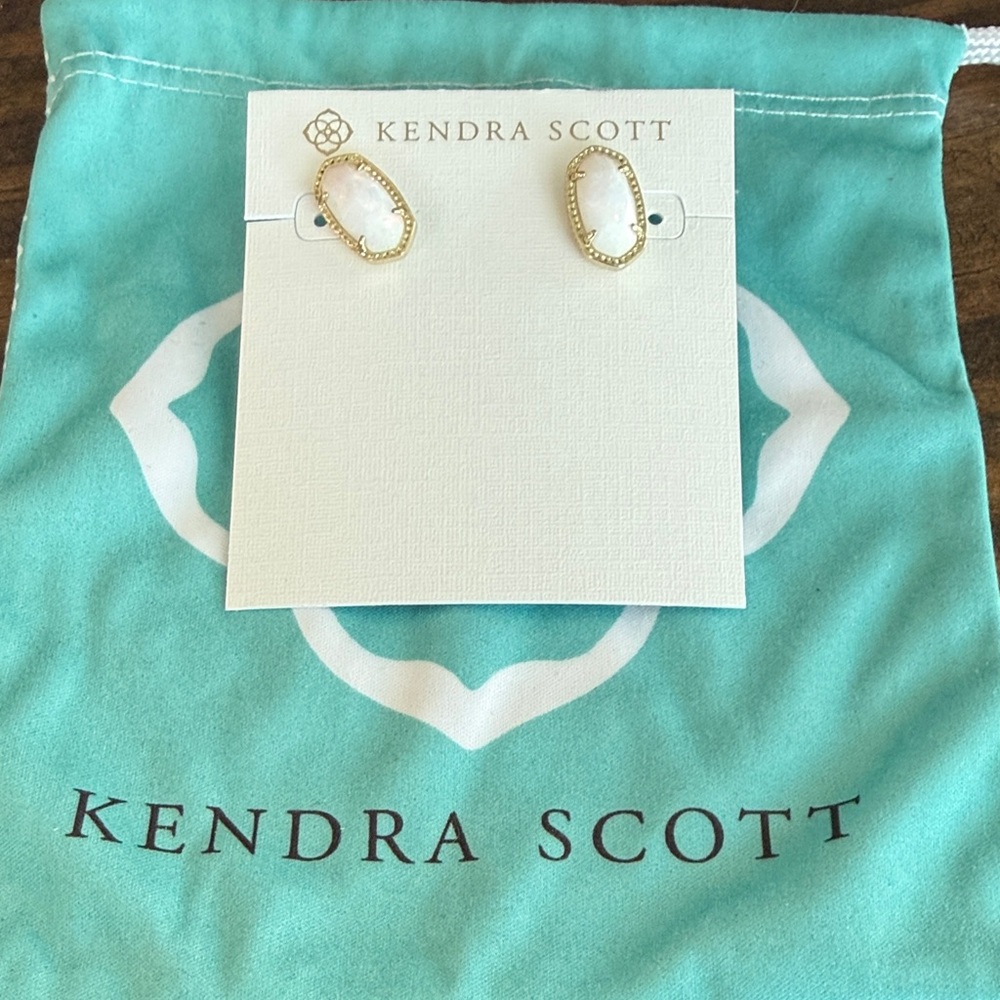 Kendra Scott Gold and Opal Oval Earrings